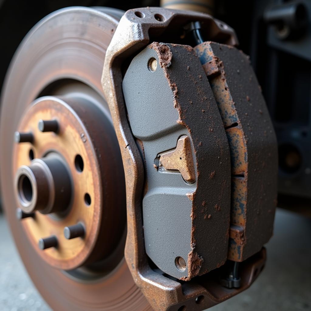 Worn brake pads on a Seat Alhambra