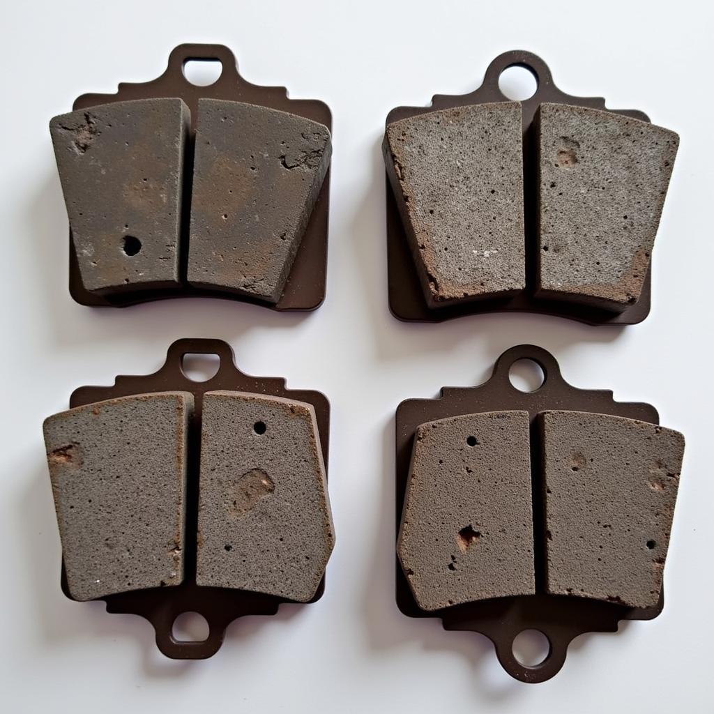 Worn brake pads on a Toyota Prius