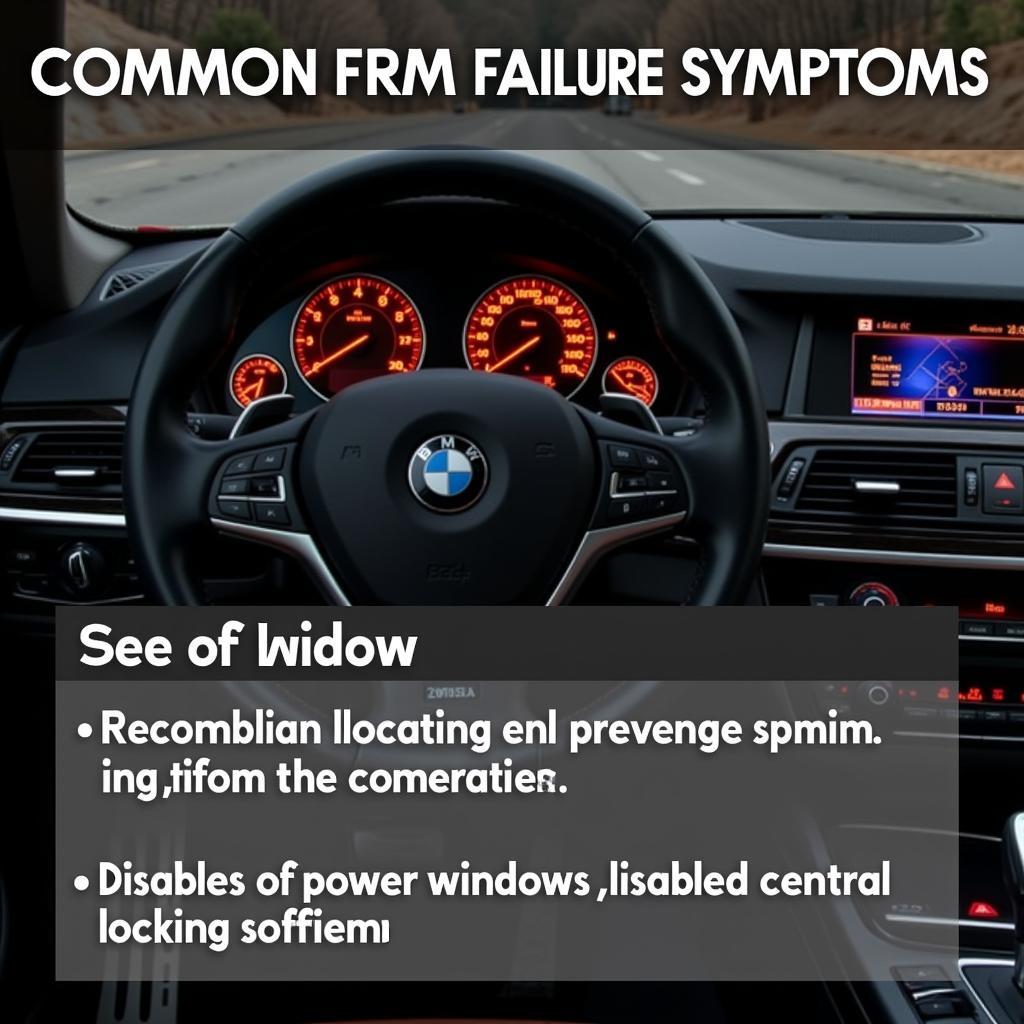 Common Symptoms of a Failing FRM in a 2011 BMW: Flickering lights, inoperative windows, and central locking issues.