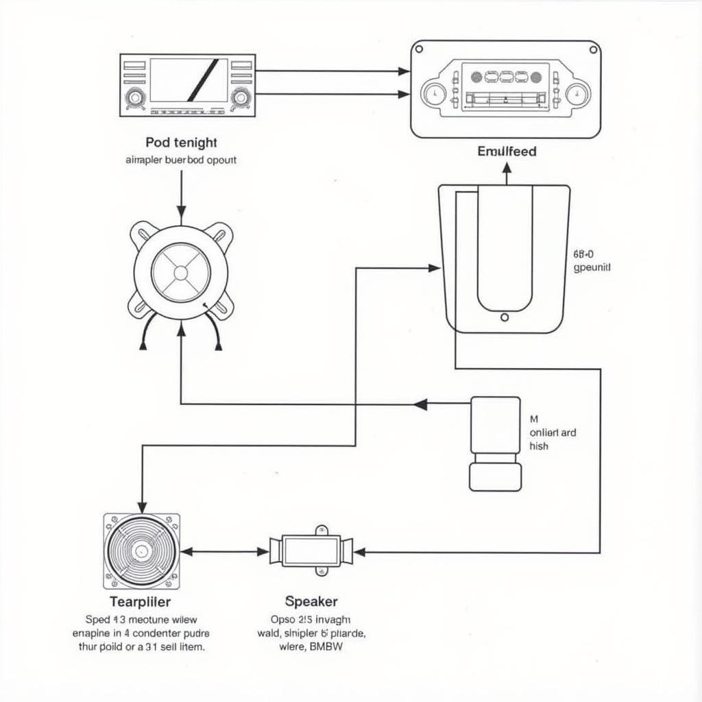 2012 BMW X5 audio system diagram showing amplifier, head unit, speakers and wiring