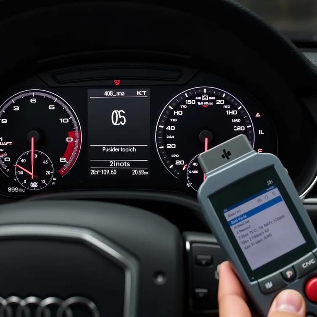 Using an OBD-II scanner to diagnose brake warning light issues on an Audi A3 8L