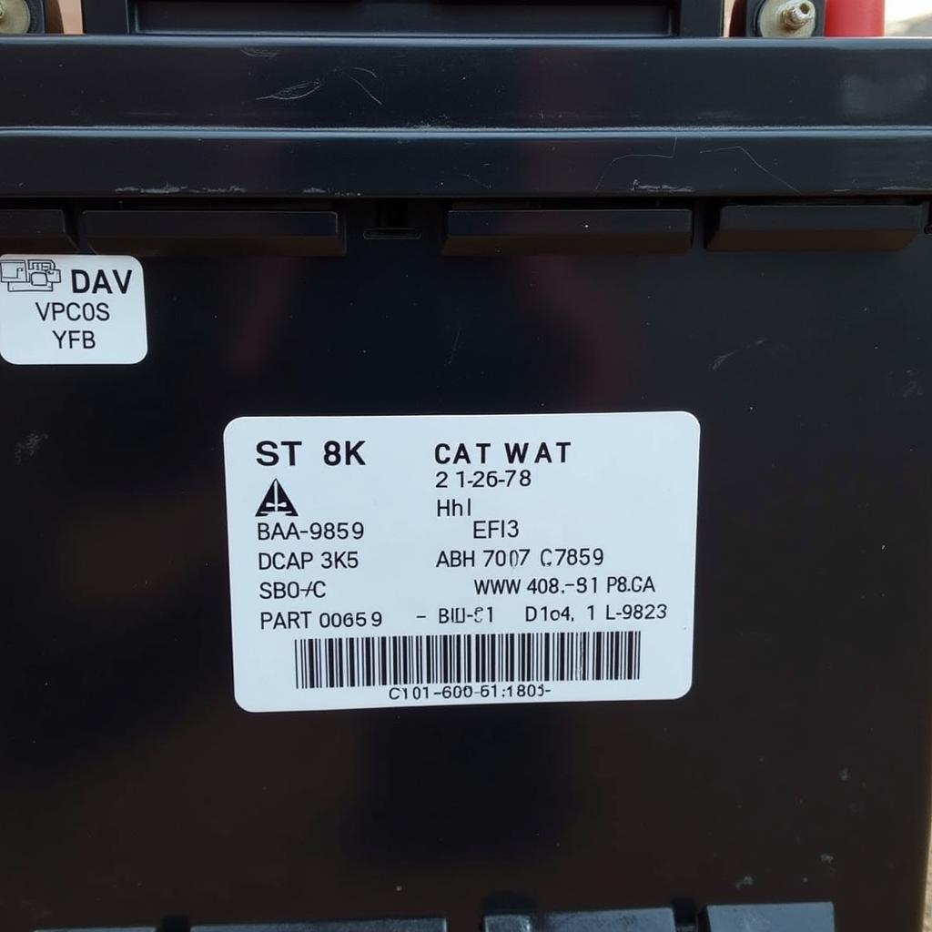 Battery Information Label Showing Specifications