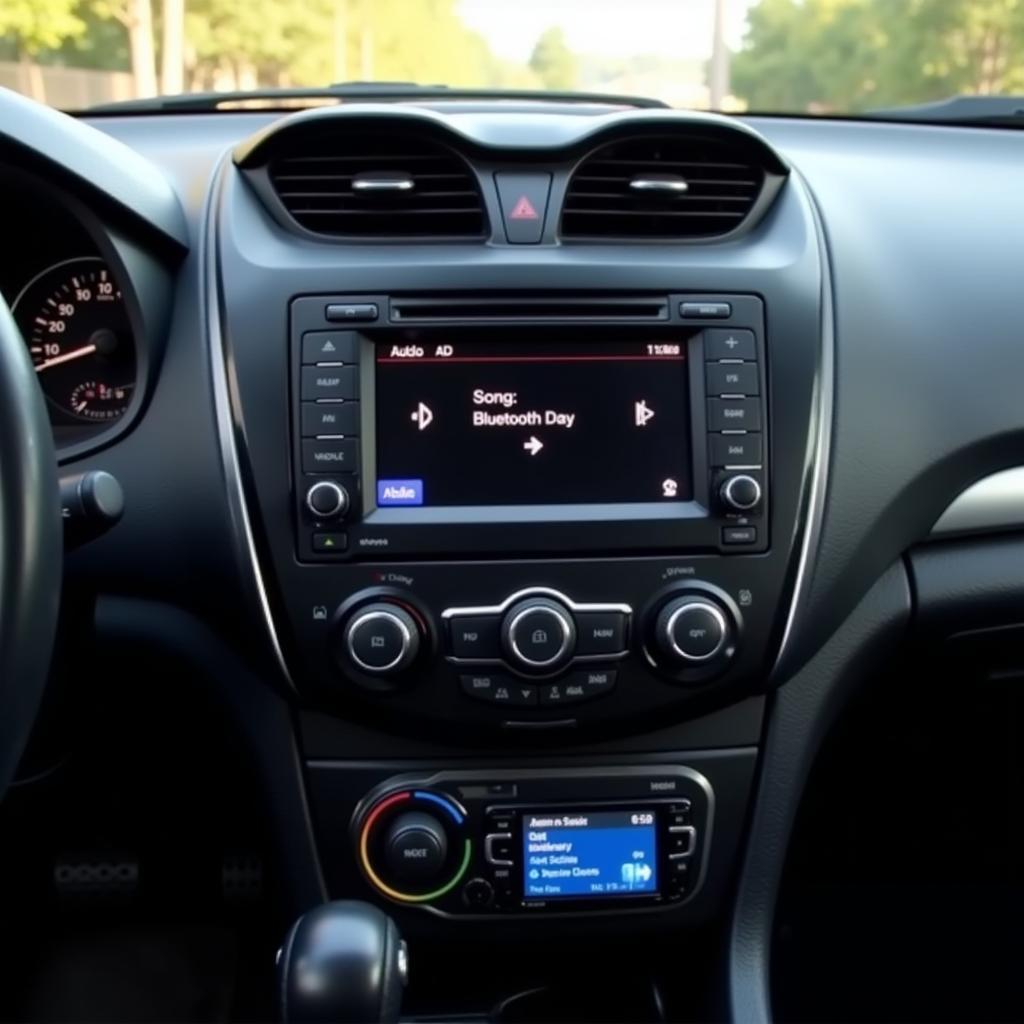 Bluetooth Car Stereo Receiver Installed in Car Dashboard