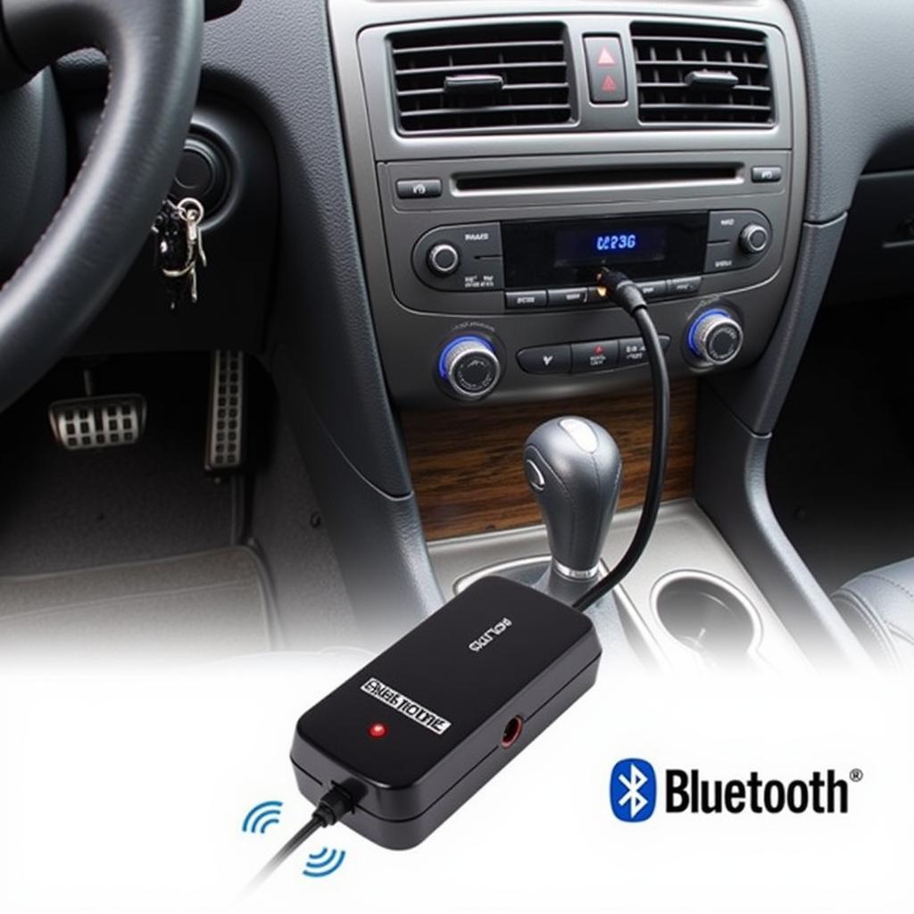 Bluetooth Transmitter Connected to Car Stereo