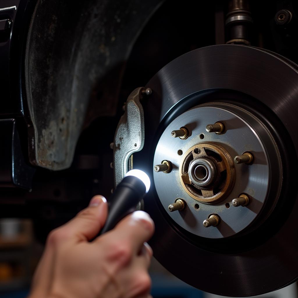 Inspecting BMW E30 Brake Pads