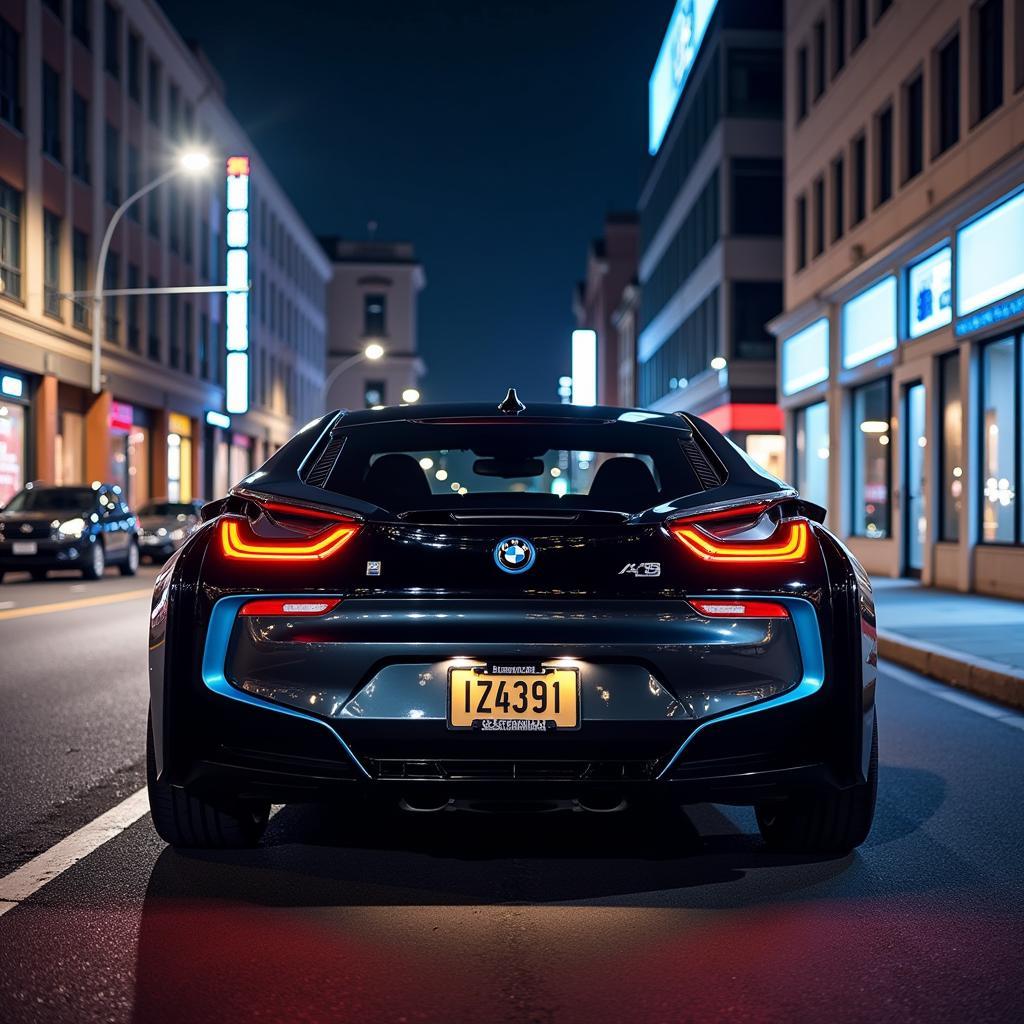 BMW i8 Parked in City at Night