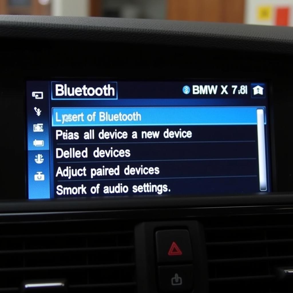 BMW X3 iDrive System Showing Bluetooth Menu Options for Pairing and Managing Connected Devices