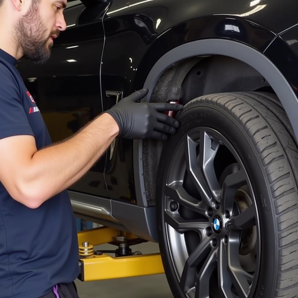 Inspecting the Steering Rack of a BMW X3 for Leaks and Play