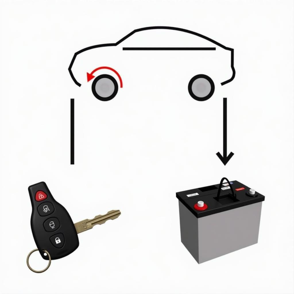 Car Battery and Open Key Fob