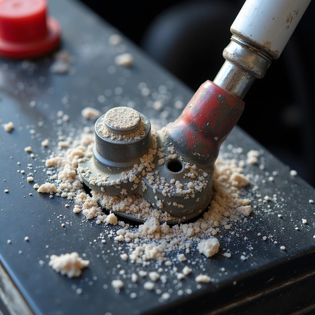 Car Battery with Corroded Terminals