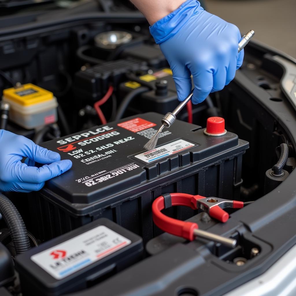 Maintaining a Car Battery by Cleaning Terminals