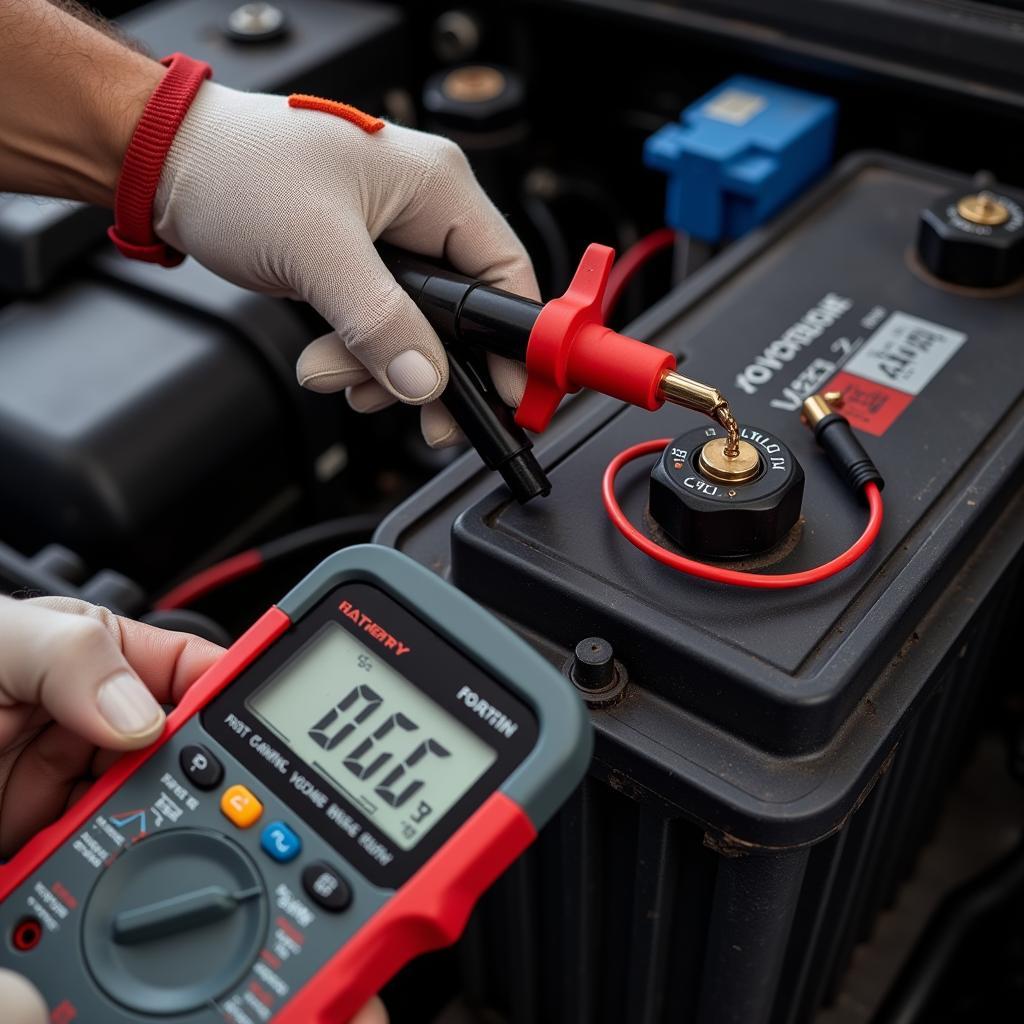 Testing Car Battery with Multimeter