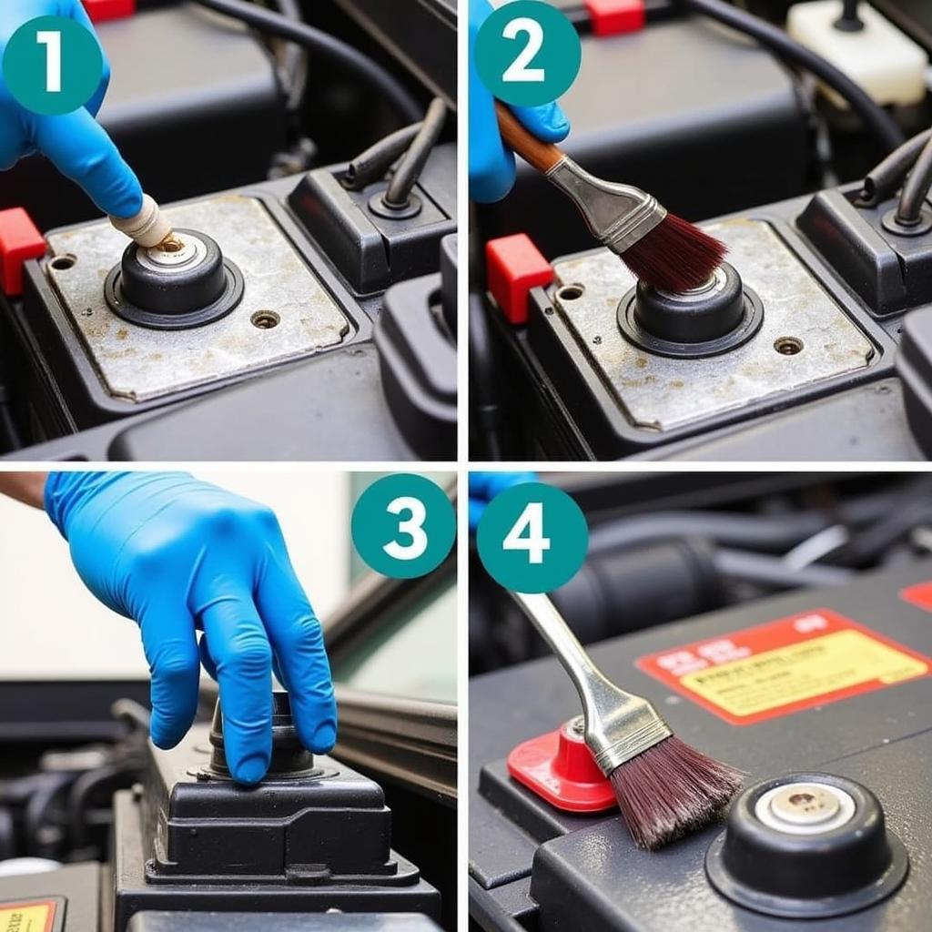 Cleaning car battery corrosion with baking soda and water paste