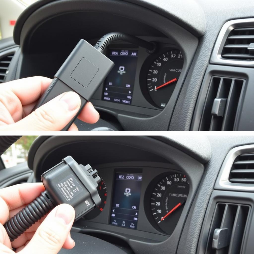 Connecting VCDS Cable to OBD Port in a Car