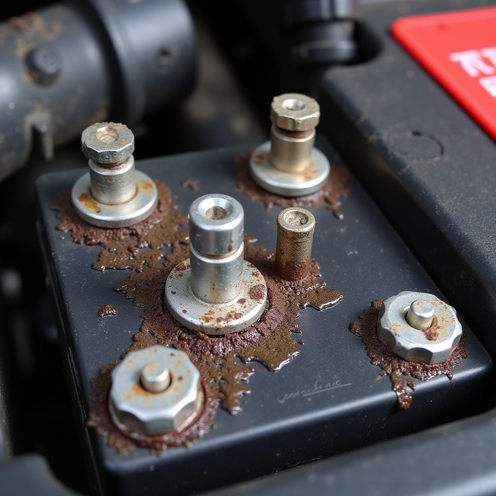 Corroded Car Battery Terminals Hindering Performance