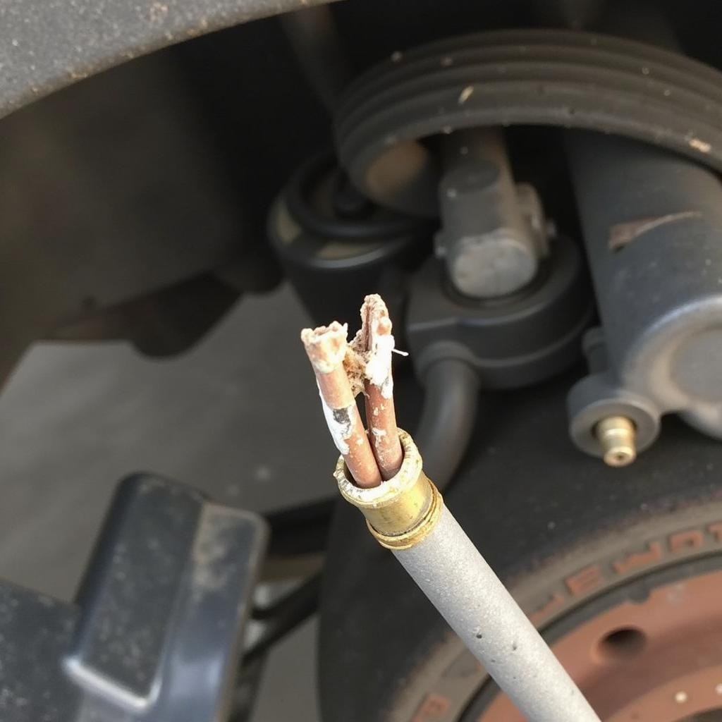 Damaged Brake Pad Sensor Wiring