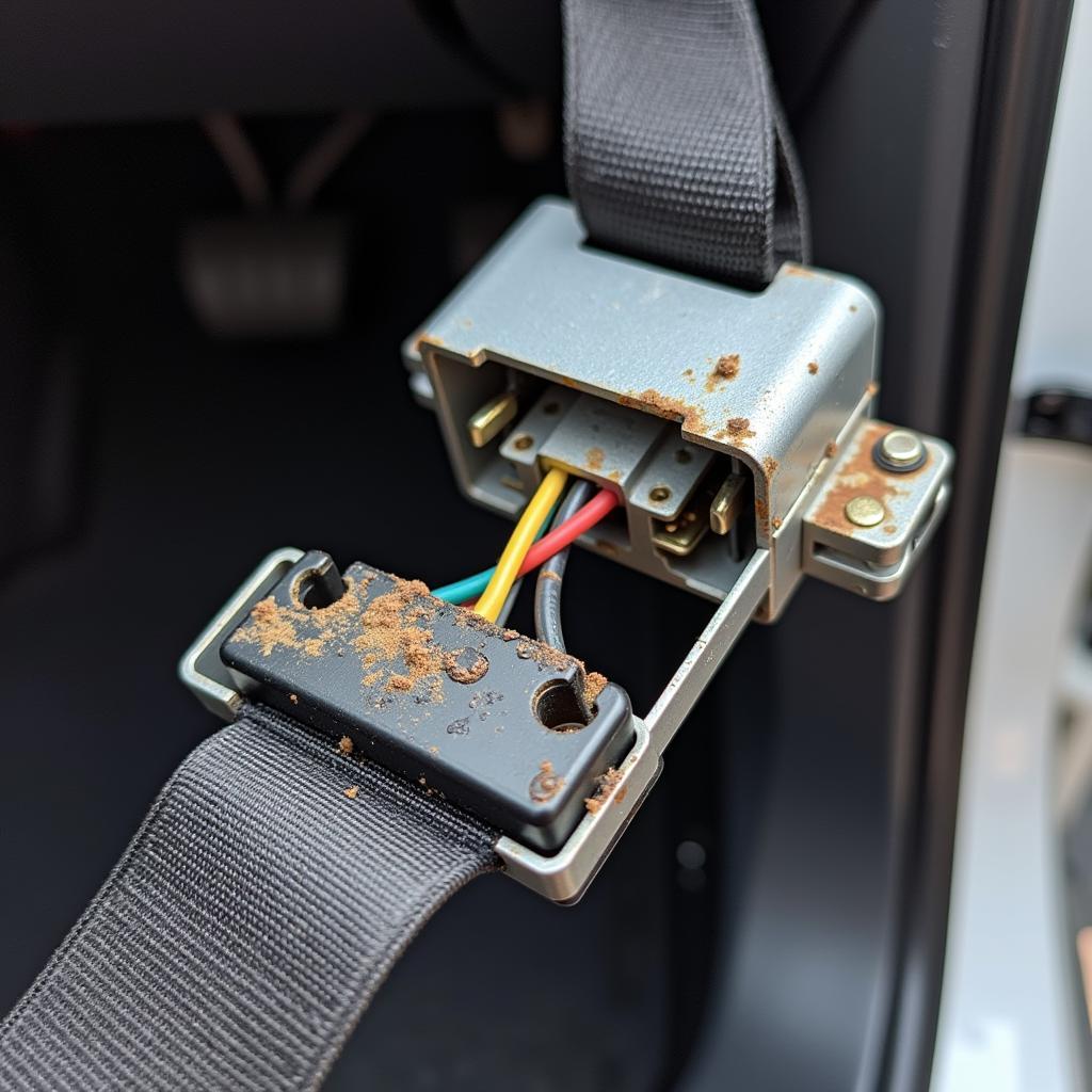 Faulty Seat Belt Buckle Sensor Close-Up