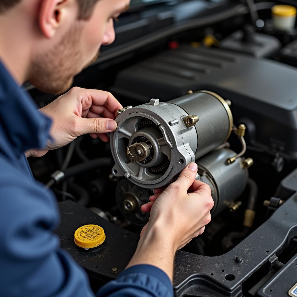 Inspecting a faulty starter motor