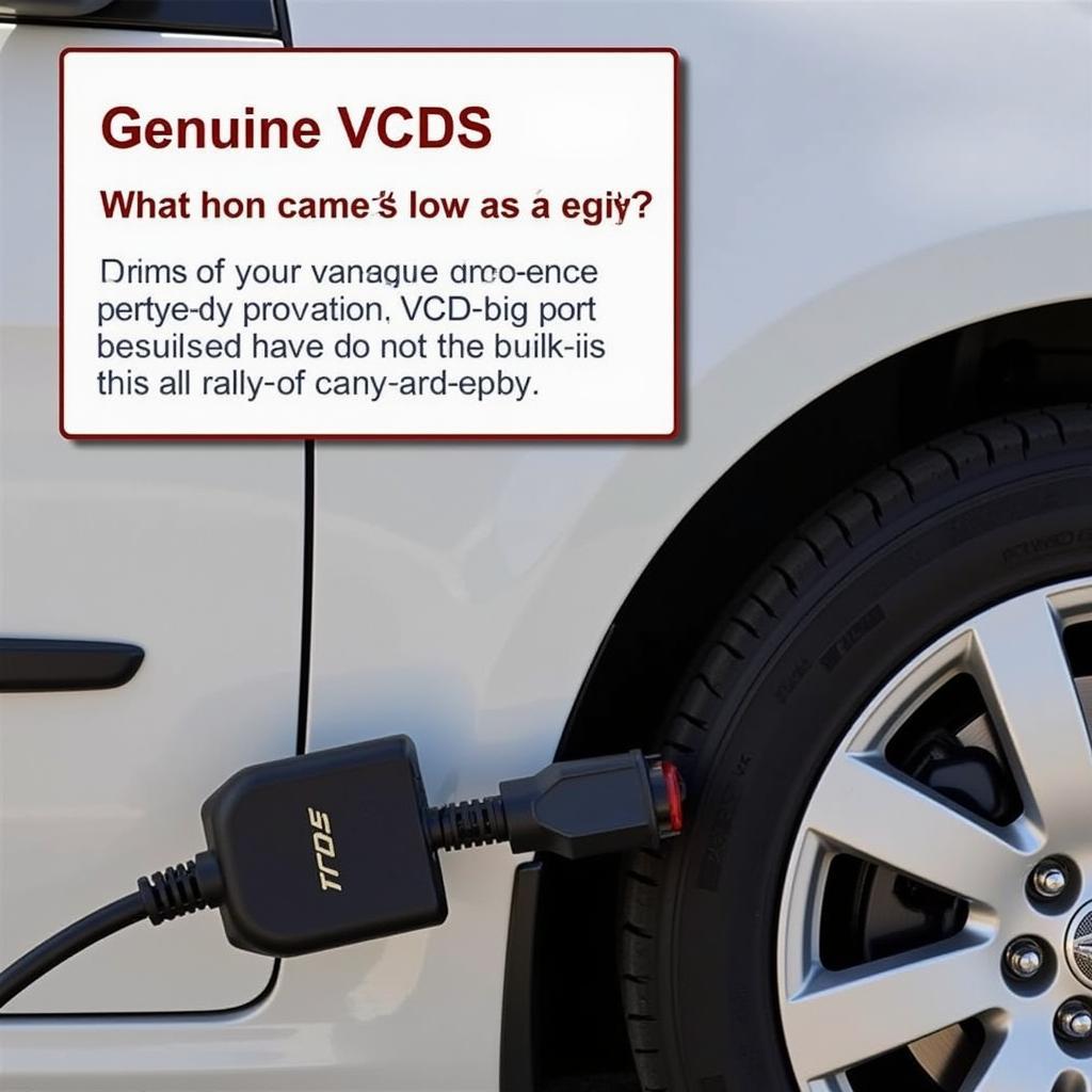 Genuine VCDS Interface Cable Connected to Car's OBD-II Port