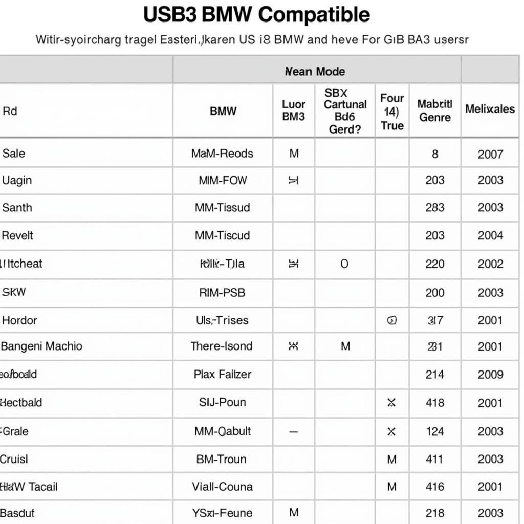 Grom Audio USB3 BMW U3 Compatibility Chart