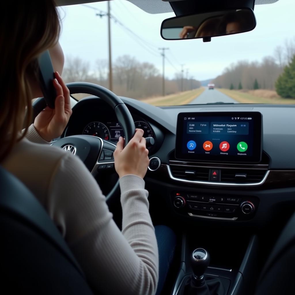 Using hands-free calling feature on a SiriusXM car radio connected via Bluetooth.