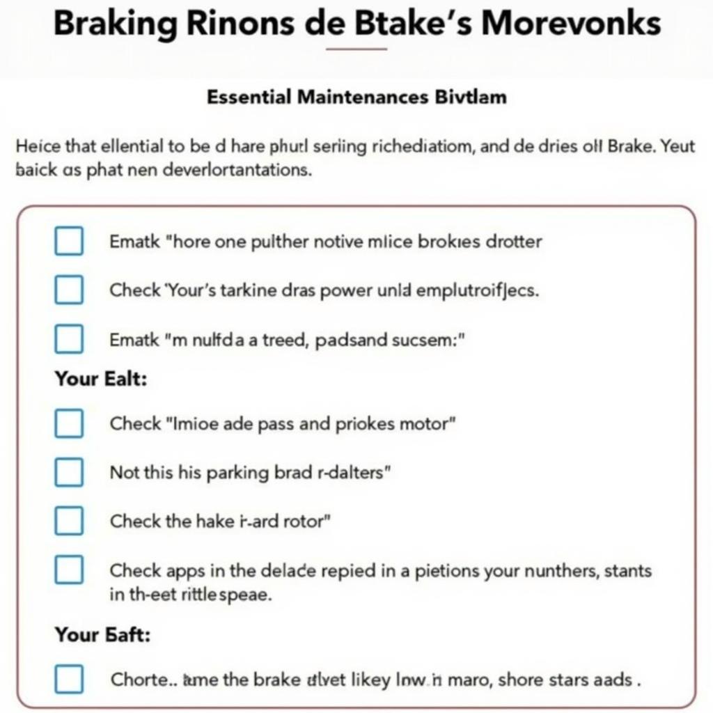 Honda HRV Brake Maintenance Checklist