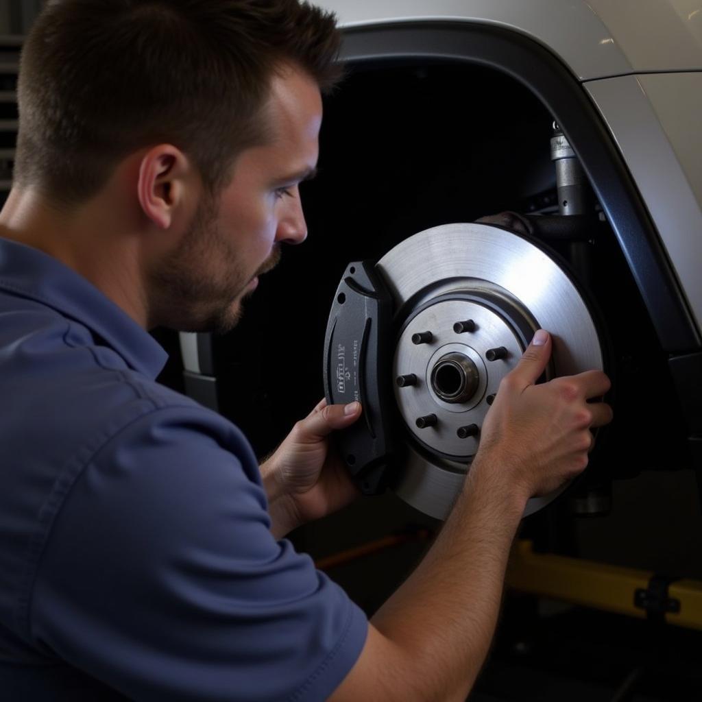 Inspecting Brake Pads on a Jeep Grand Cherokee