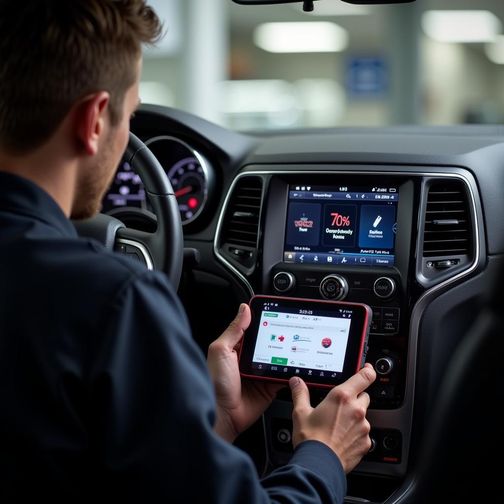 Jeep Grand Cherokee Diagnostic Scan Tool in Use