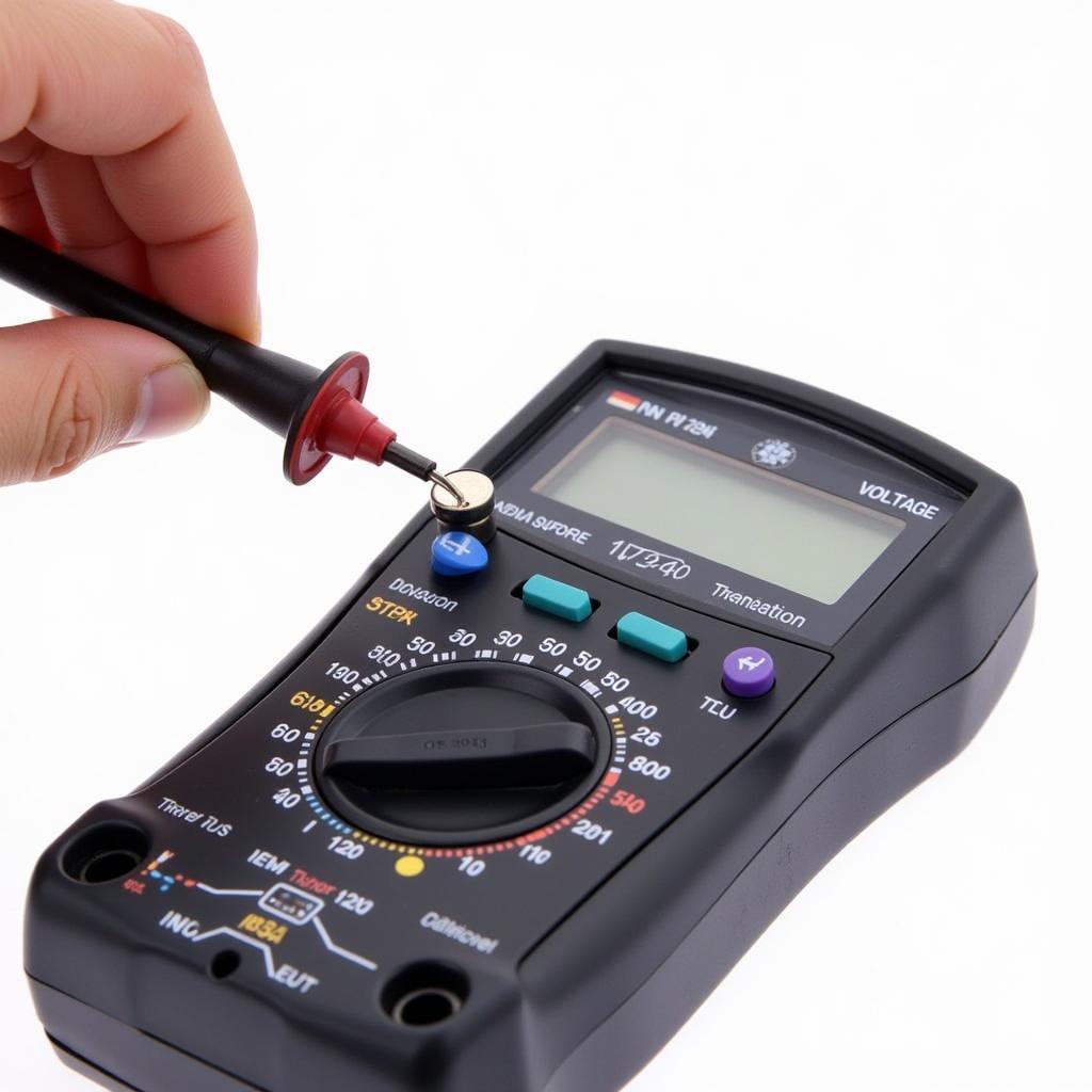 Testing a Kia key fob battery with a multimeter