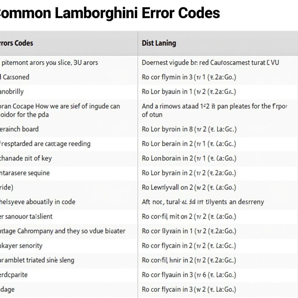 Lamborghini Error Code Interpretation