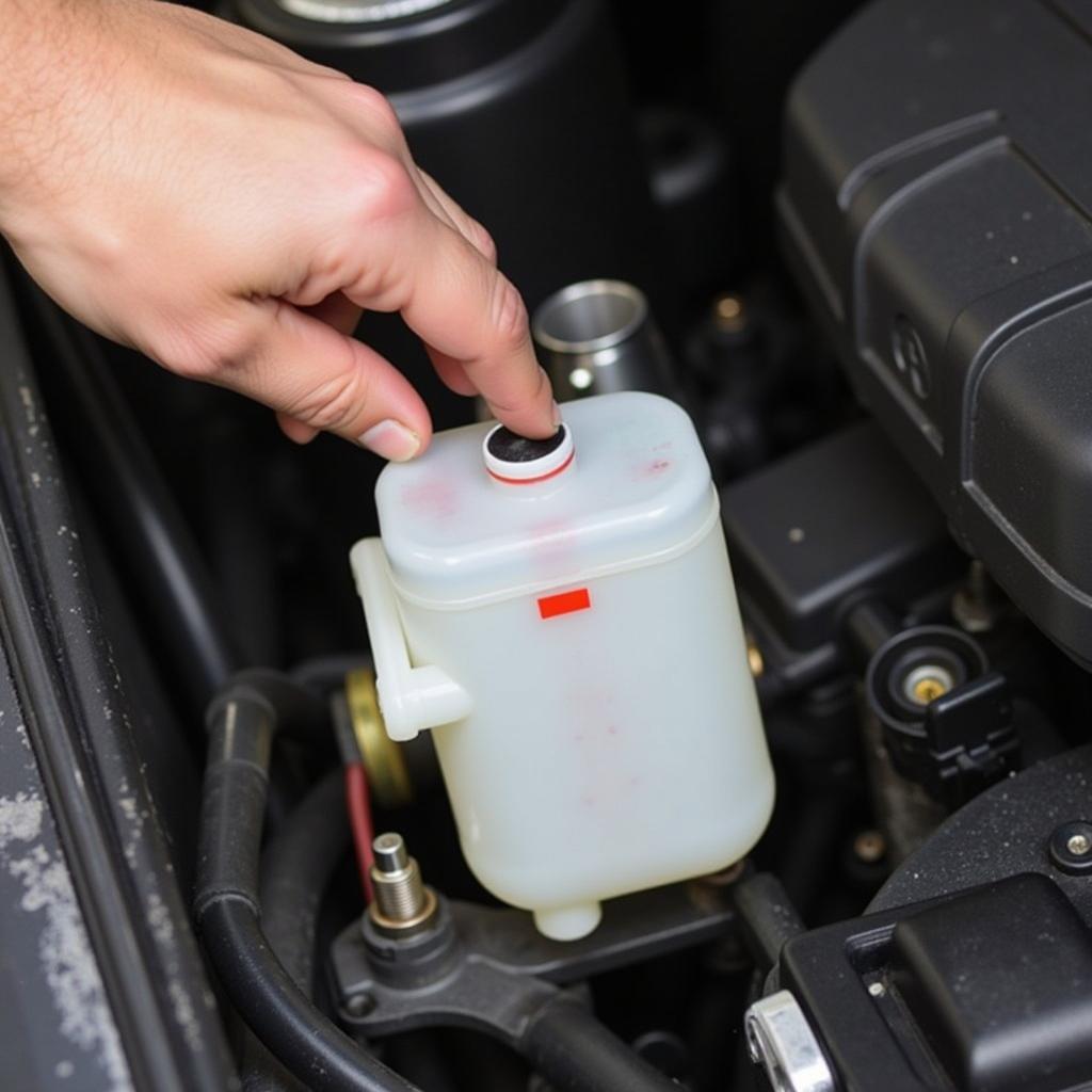 Checking Low Brake Fluid Level in Car