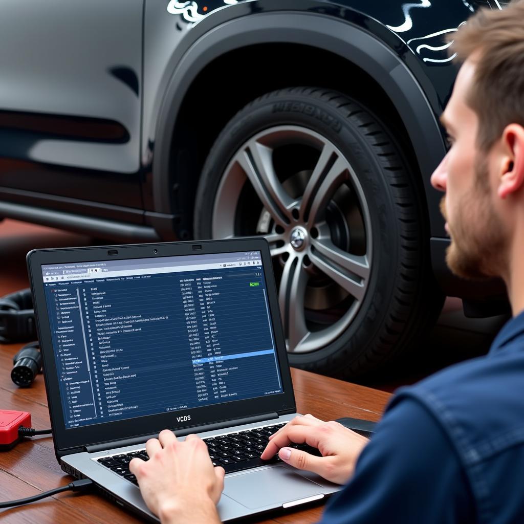 Mechanic Using VCDS to Diagnose Car Problem