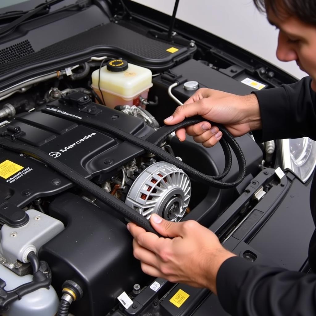 Inspecting the Mercedes Alternator Belt