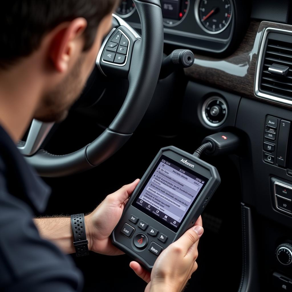 Mercedes Benz Diagnostic Scanner in Use