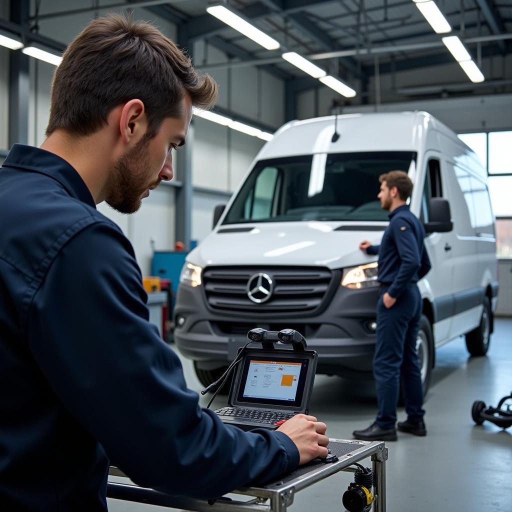 Mercedes-Benz Technician Performing Service