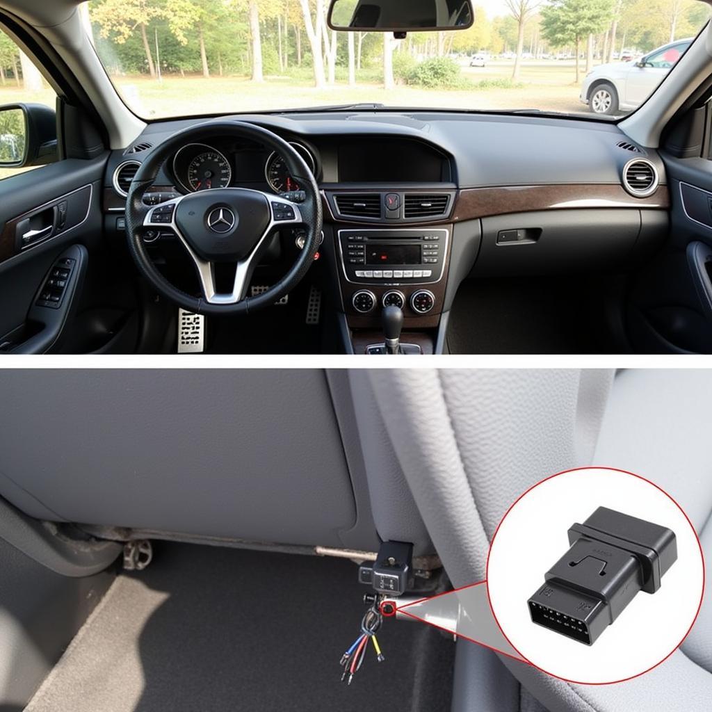 Mercedes C180 OBD2 Port Location Under the Dashboard