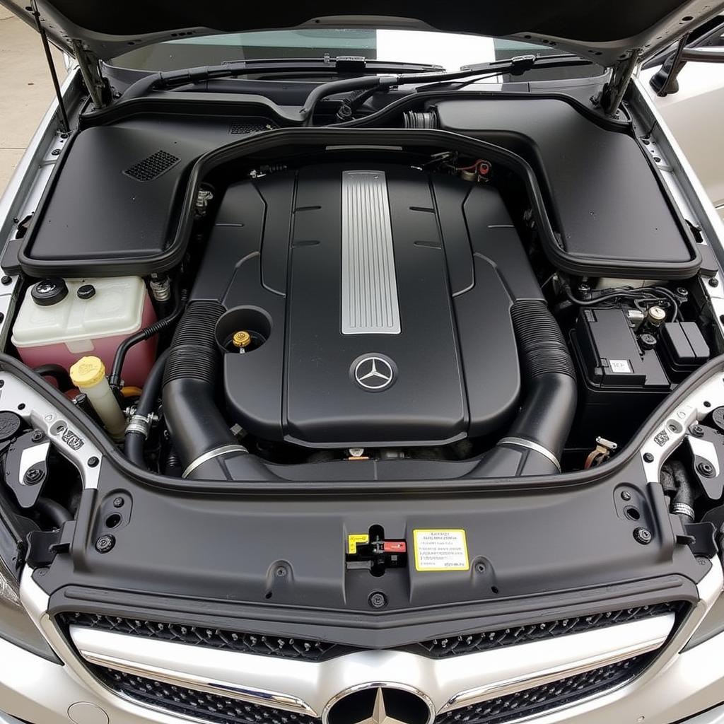 Mercedes Engine Bay After Intercooler Bleeding