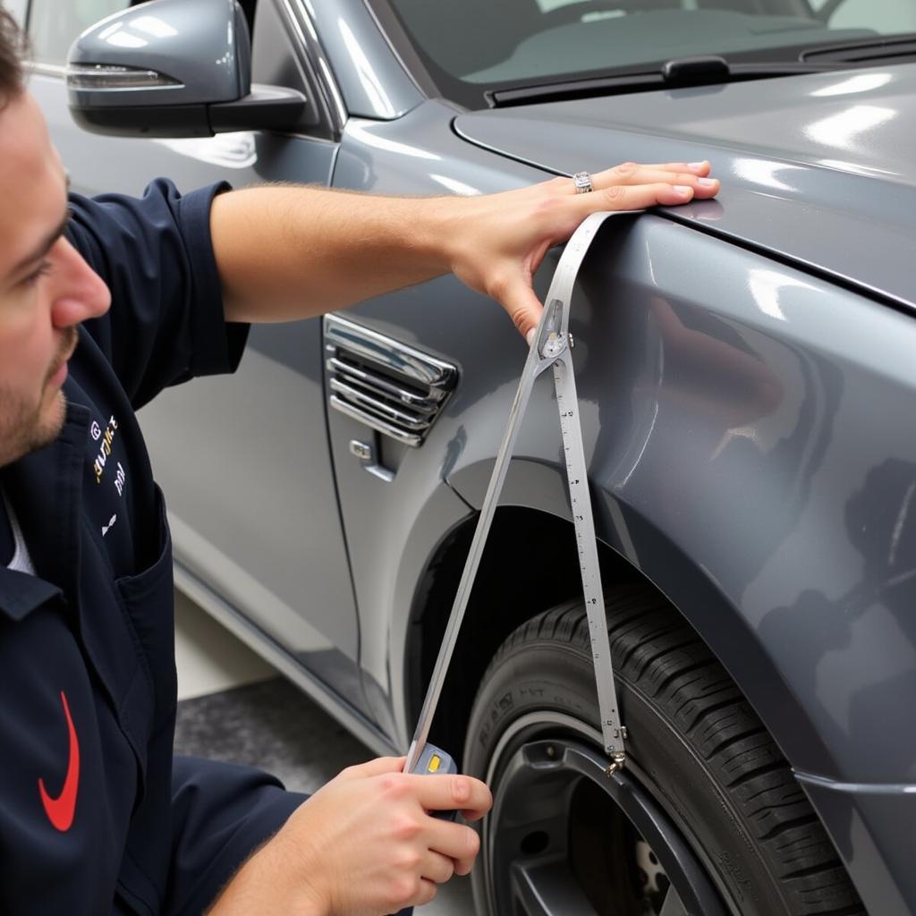 Mercedes Metal Guide Tool in Use During Repair