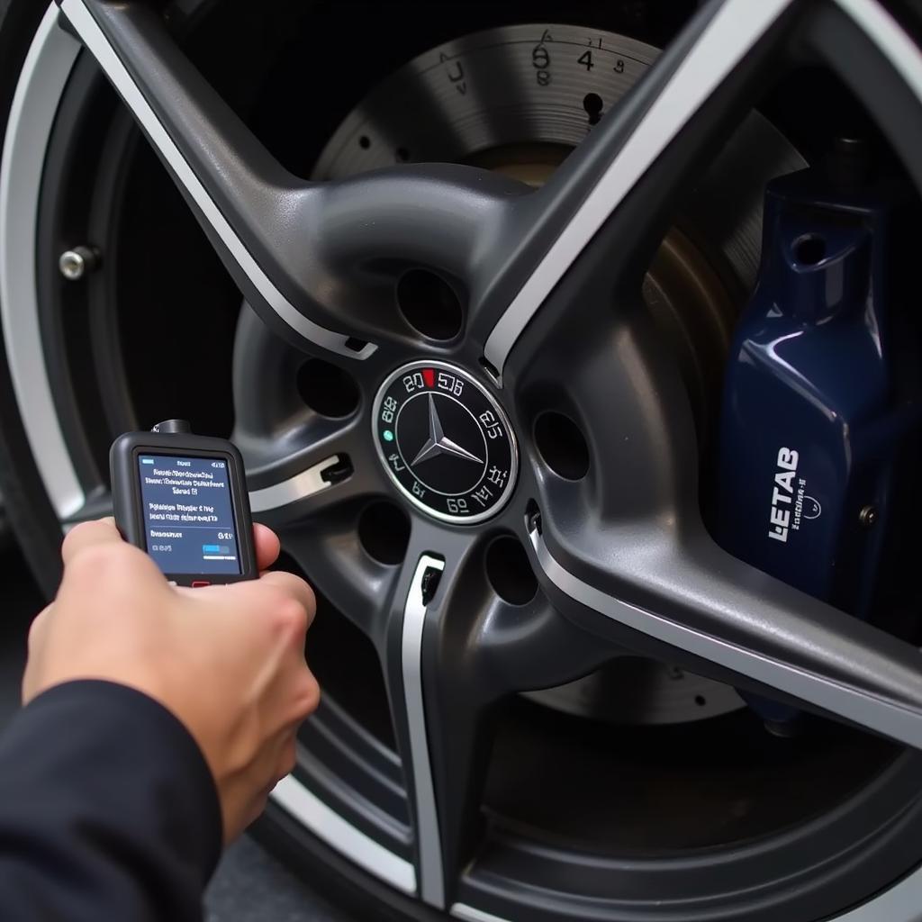 Mercedes TPMS Diagnostic Tool in Use