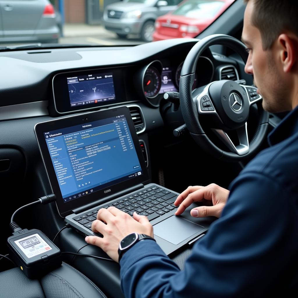 Mercedes VCDS Diagnostic Process in Action