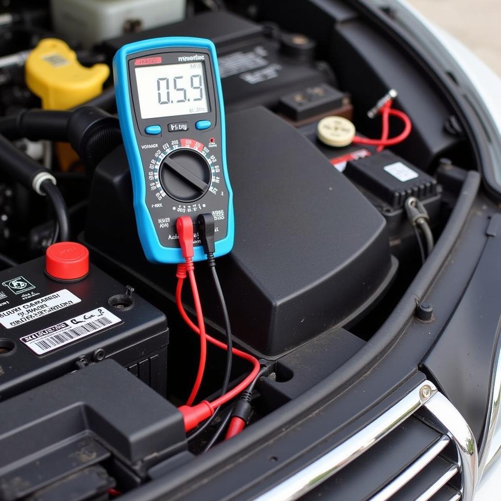 Multimeter Testing Car Battery