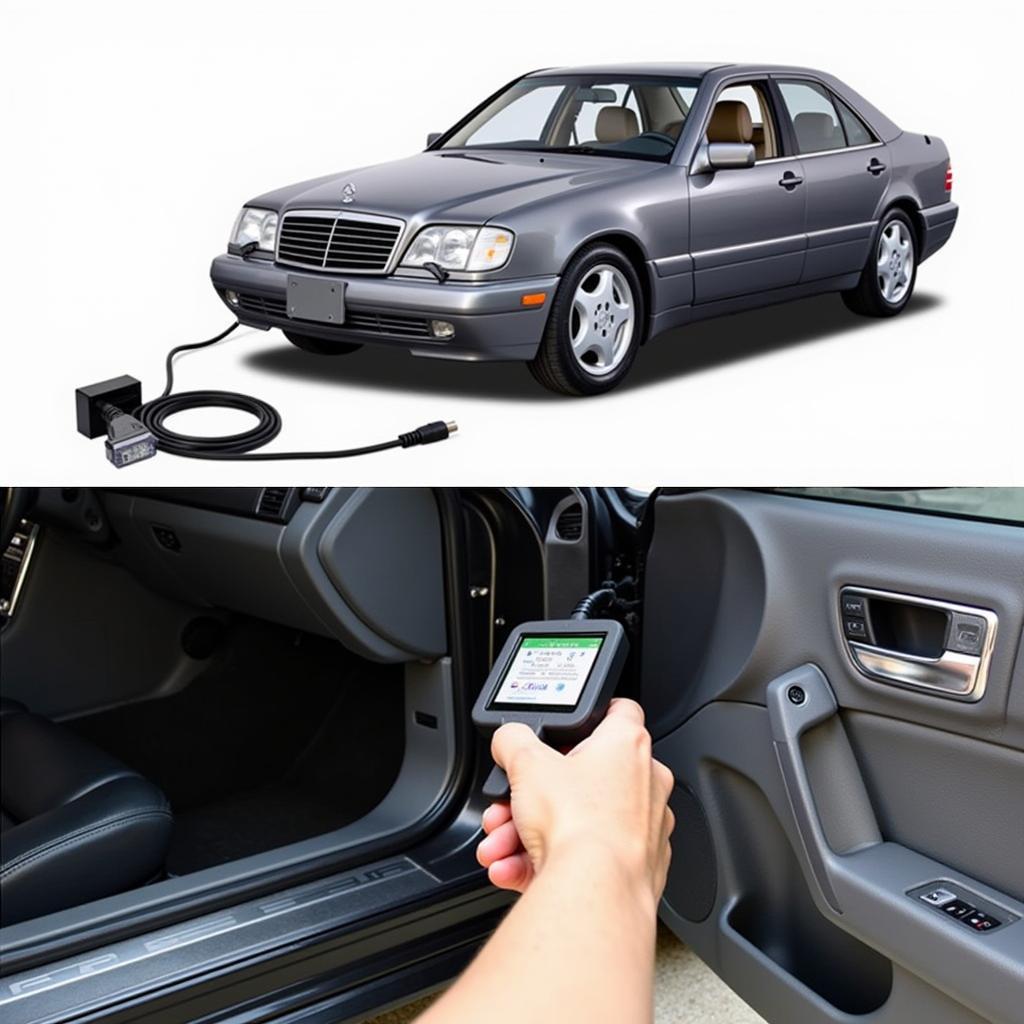 OBD2 Scanner Connected to a Mercedes Benz 430 for Diagnostics