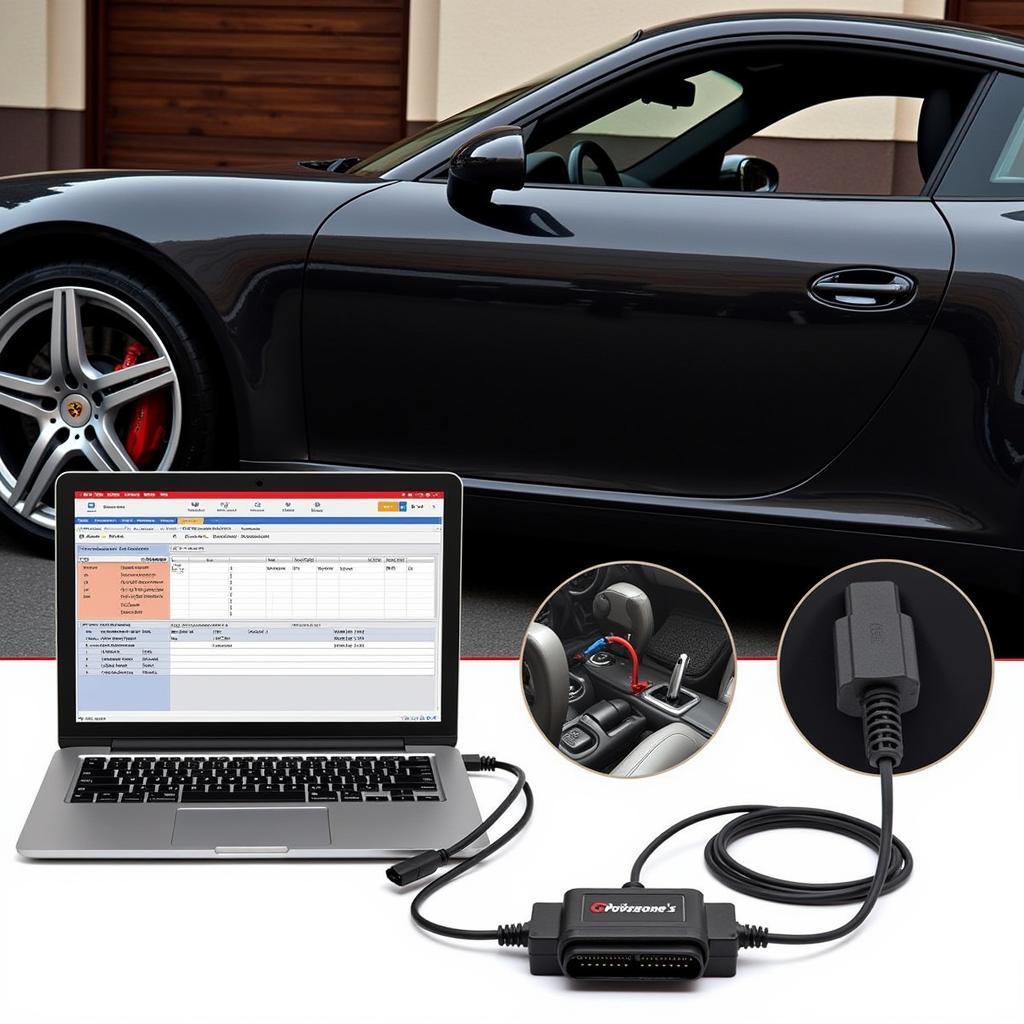 Porsche Clone Diagnostic Tool Connected to a Vehicle