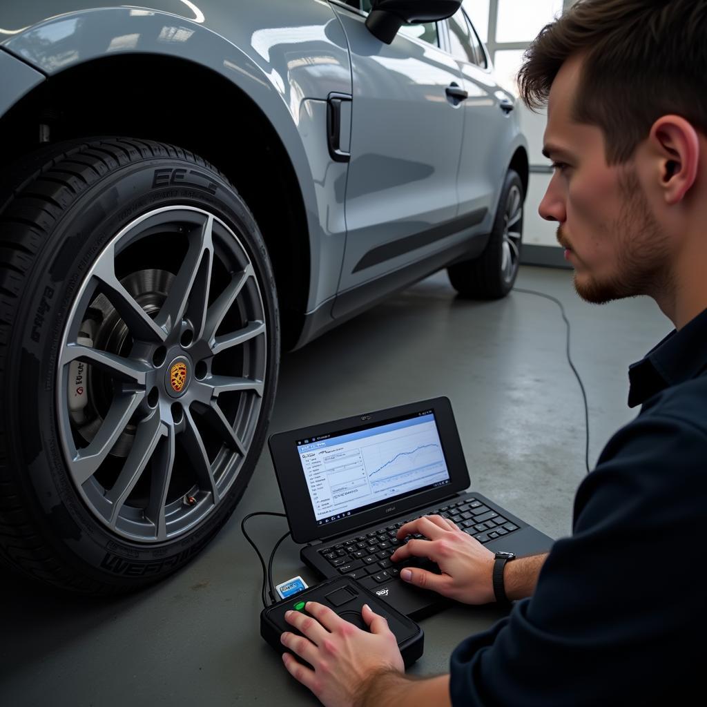 Porsche Diagnostic Tool in Use