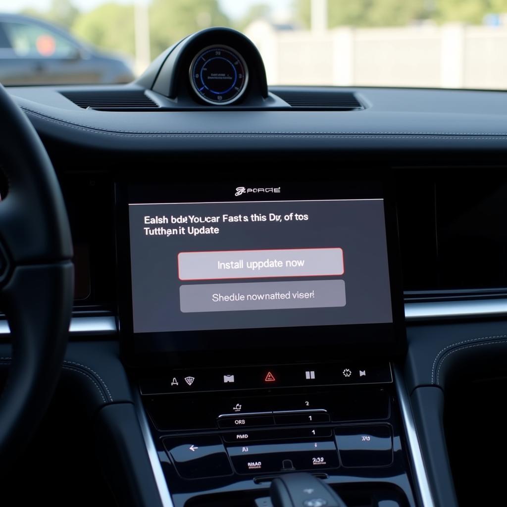 Porsche Taycan Infotainment System Displaying a Software Update