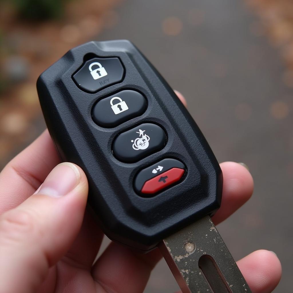 Close-up of a Toyota RAV4 key fob