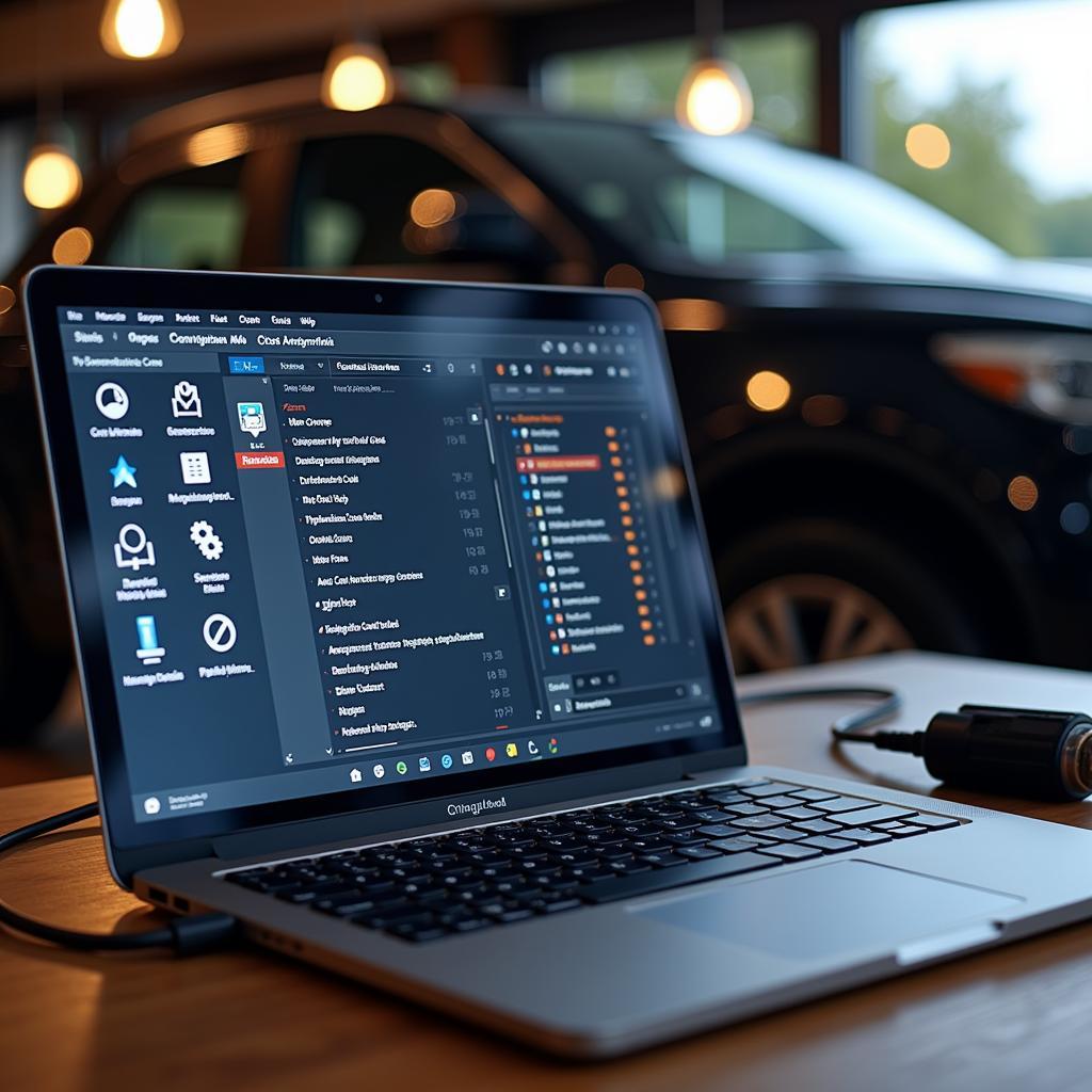 Remote Car Diagnostics Software on Laptop