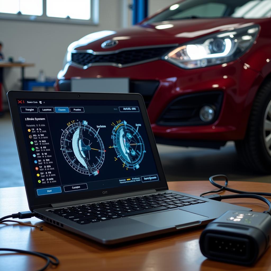 Remote Diagnostic Software Analyzing Kia Rio Brake System