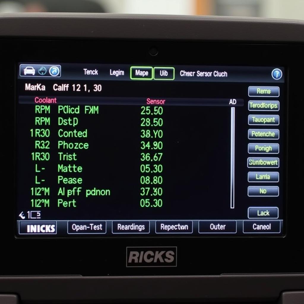 Ricks Mercedes Code Reader Displaying Engine Diagnostics