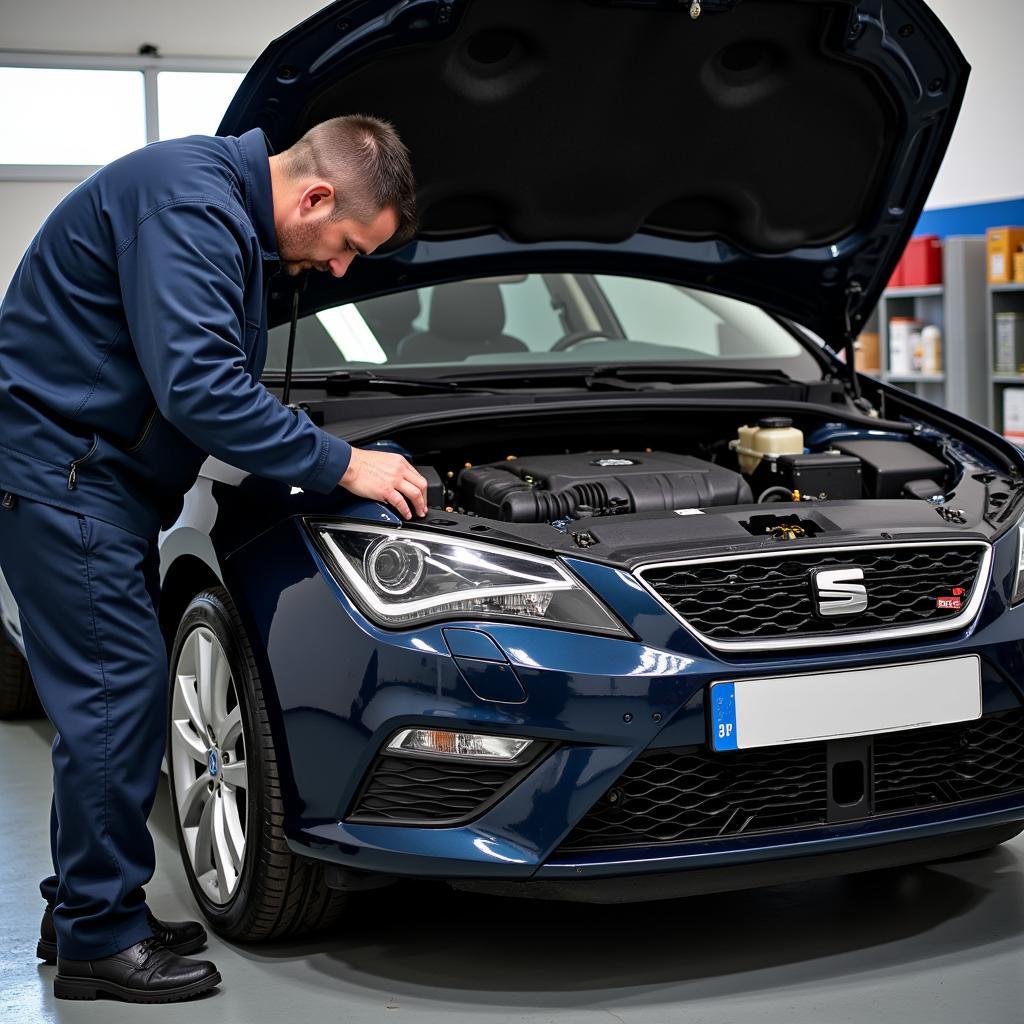 Seat Leon MK3 Undergoing Regular Maintenance